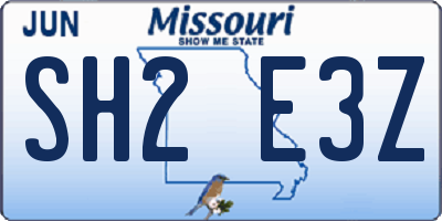 MO license plate SH2E3Z