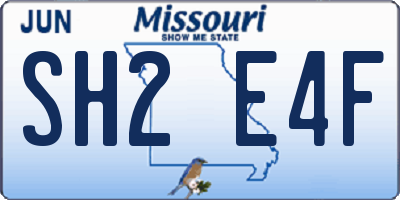 MO license plate SH2E4F