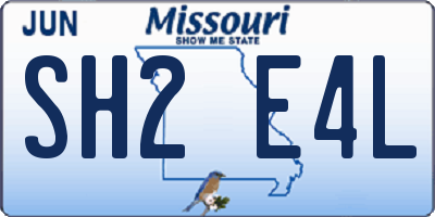 MO license plate SH2E4L