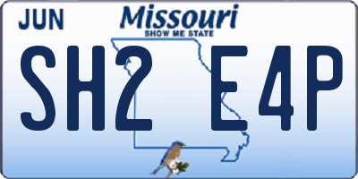 MO license plate SH2E4P