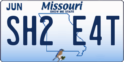 MO license plate SH2E4T