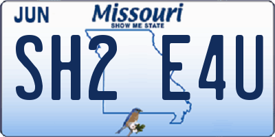 MO license plate SH2E4U