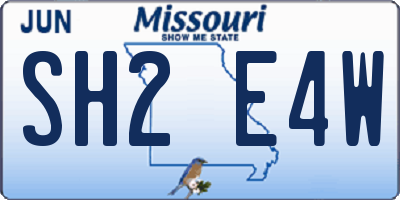 MO license plate SH2E4W