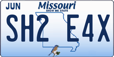 MO license plate SH2E4X