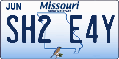 MO license plate SH2E4Y