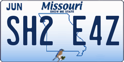 MO license plate SH2E4Z