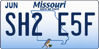 MO license plate SH2E5F
