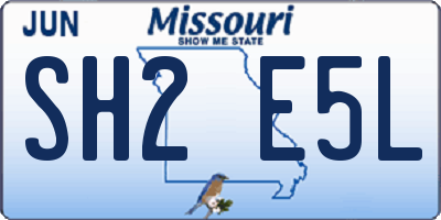 MO license plate SH2E5L