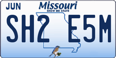 MO license plate SH2E5M
