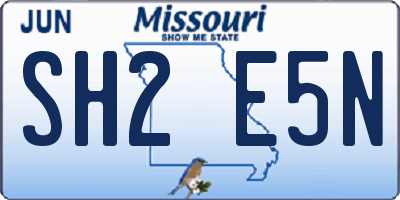 MO license plate SH2E5N