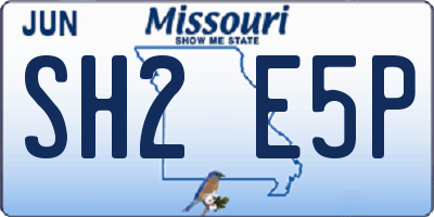 MO license plate SH2E5P