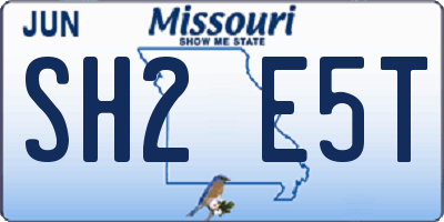 MO license plate SH2E5T