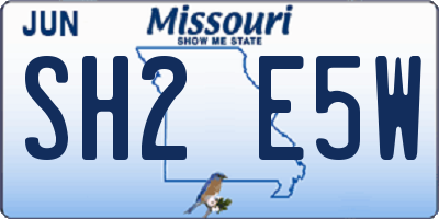 MO license plate SH2E5W