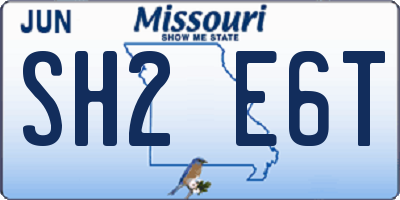 MO license plate SH2E6T