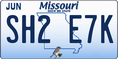 MO license plate SH2E7K