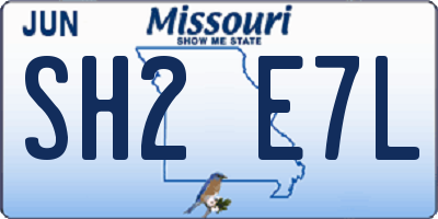 MO license plate SH2E7L