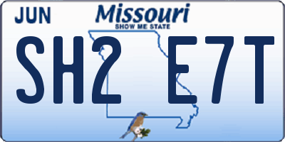 MO license plate SH2E7T