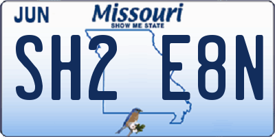 MO license plate SH2E8N