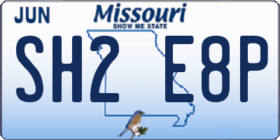 MO license plate SH2E8P