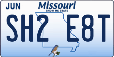 MO license plate SH2E8T