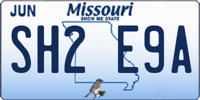MO license plate SH2E9A