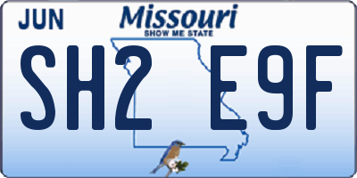 MO license plate SH2E9F