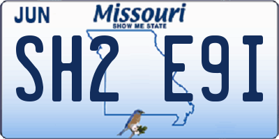 MO license plate SH2E9I