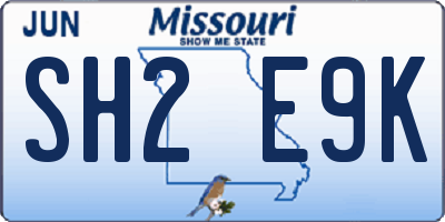 MO license plate SH2E9K