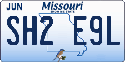 MO license plate SH2E9L