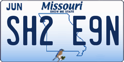 MO license plate SH2E9N