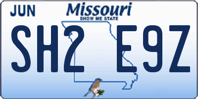 MO license plate SH2E9Z