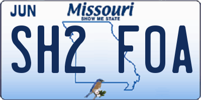 MO license plate SH2F0A