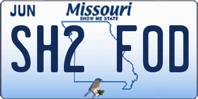 MO license plate SH2F0D