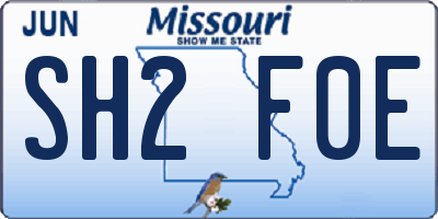 MO license plate SH2F0E