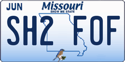 MO license plate SH2F0F