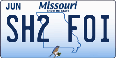 MO license plate SH2F0I