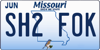 MO license plate SH2F0K