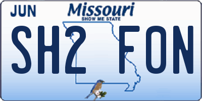 MO license plate SH2F0N