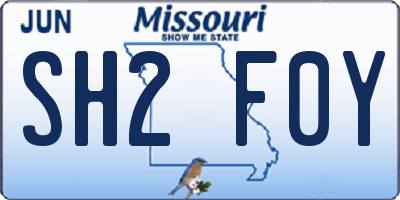 MO license plate SH2F0Y