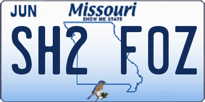 MO license plate SH2F0Z