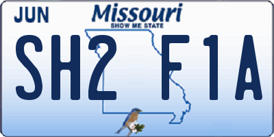 MO license plate SH2F1A