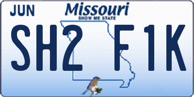 MO license plate SH2F1K