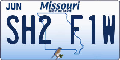 MO license plate SH2F1W
