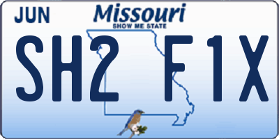 MO license plate SH2F1X
