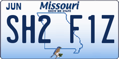 MO license plate SH2F1Z