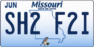 MO license plate SH2F2I