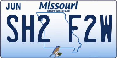 MO license plate SH2F2W