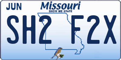 MO license plate SH2F2X