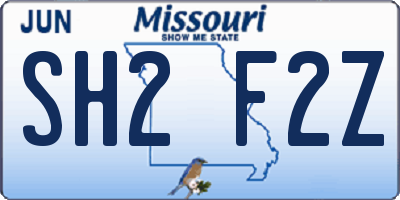 MO license plate SH2F2Z
