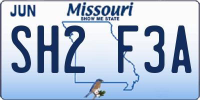 MO license plate SH2F3A